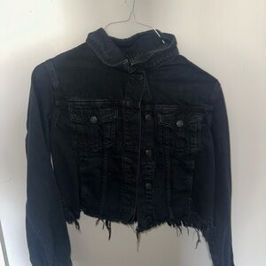Black Denim Cropped Jacket